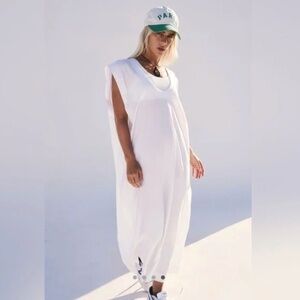 NWOT Free People FP Beach Carta Tee Shirt Midi Dress - SZ Small -  White